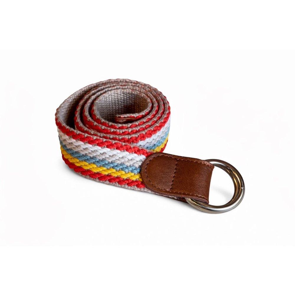 NWT Ralph Lauren Jeans O Ring Reversible Multi Colored Striped Leather Sz Medium